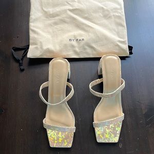 Never Worn By Far Tanya Holographic Sandals